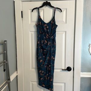 Blue floral midi dress